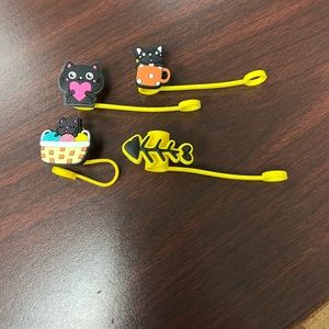 Black cat straw cap for tumbler cups